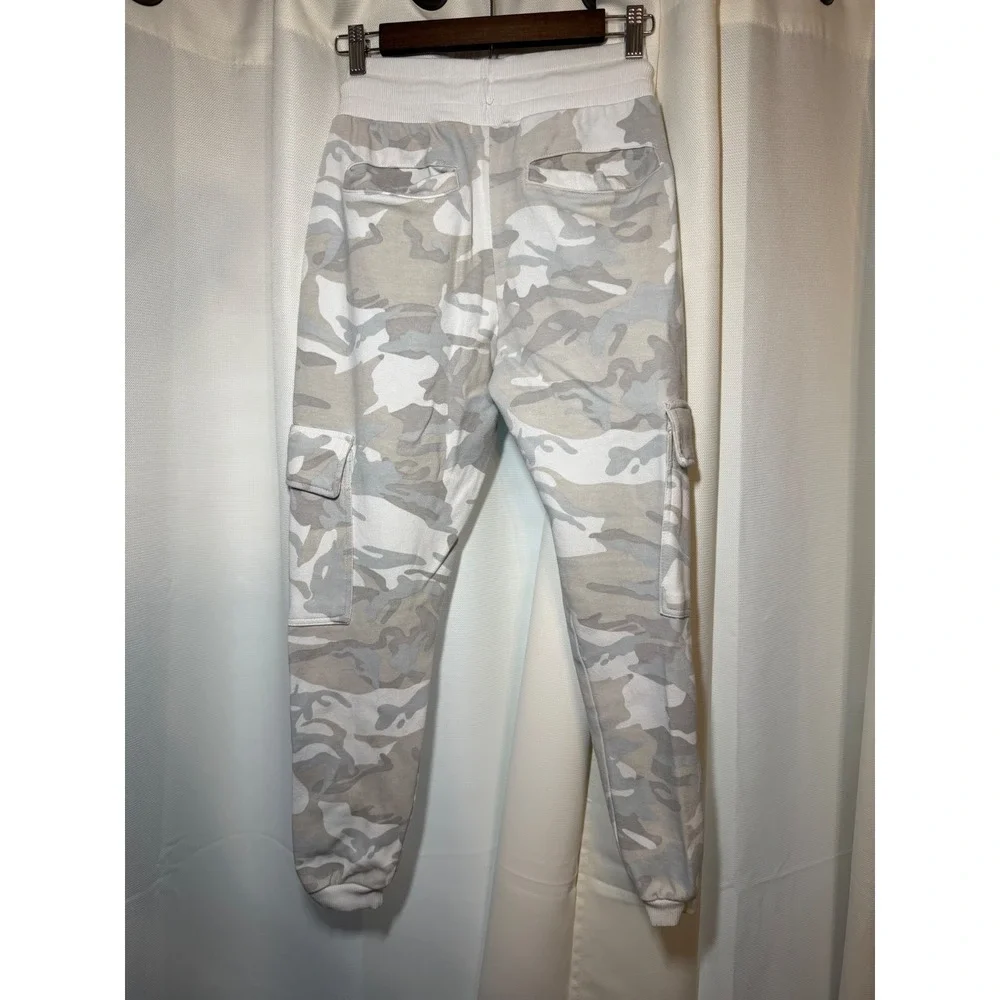 YoungLA Cargo Jogger Sweatpants Men's Small White Gray Camo Tactical Athletic
